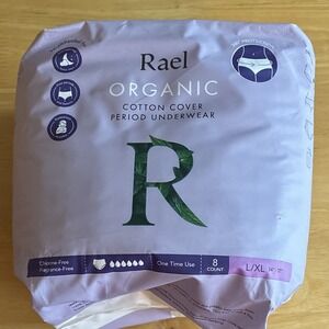 Rael Organic Cotton Cover Period Menstrual Underwear L/XL Unscented 8 Ct